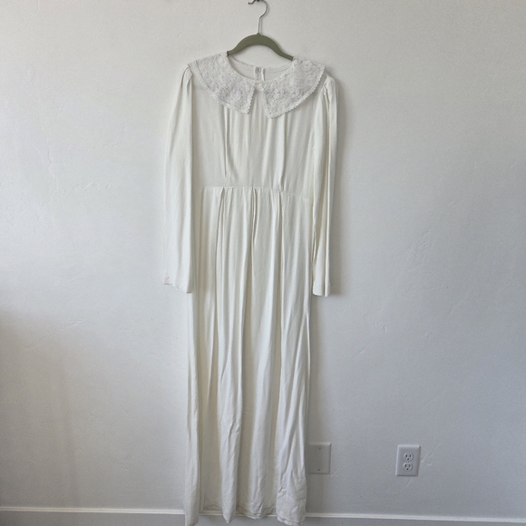 Handmade Dresses & Skirts - Handmade White Maxi Dress Lace Church Modest Temple Boho Grandmacore Large